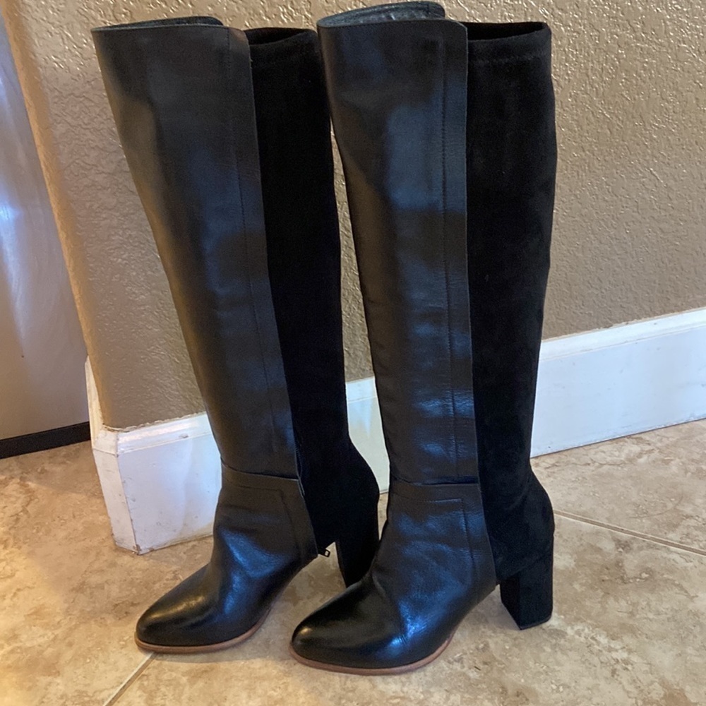 CECELIA black leather and suede size 6 boots - Picture 4 of 7